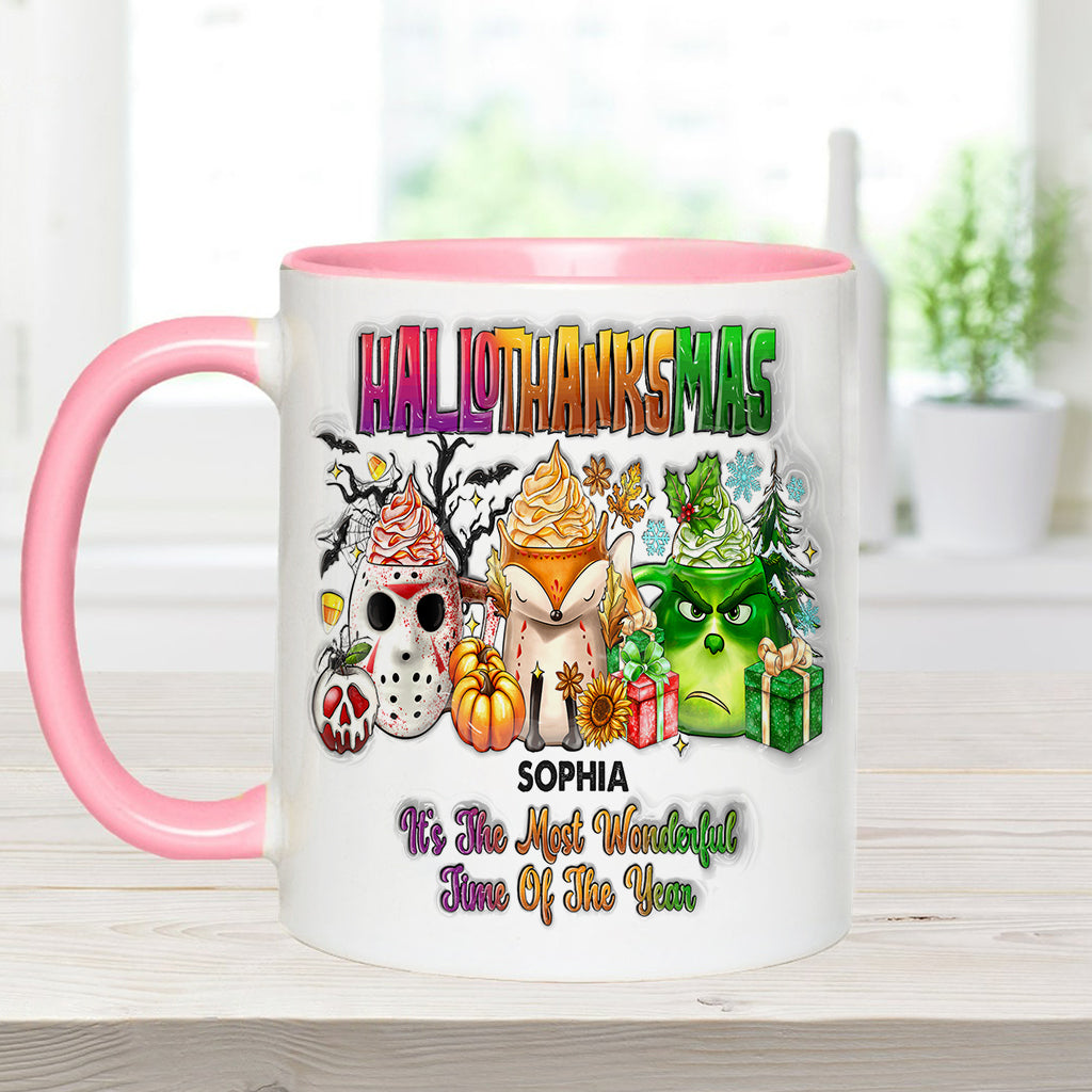 Personalized Hallothanksmas Accent Mug Custom Name Gift Accent Mug GradoCreations