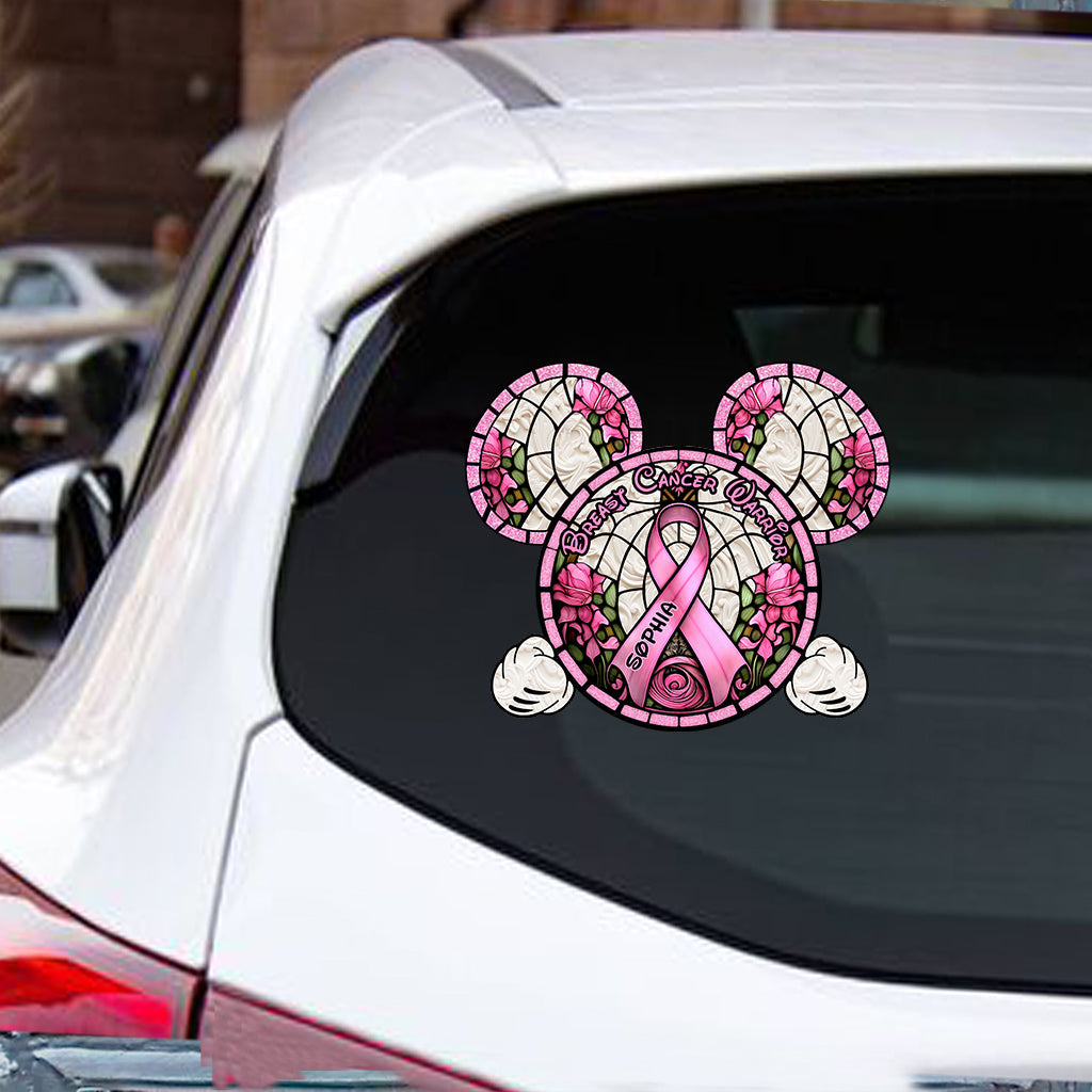 Personalized Breast Cancer Warrior Mouse Decal Custom Name Decal Die Cut GradoCreations
