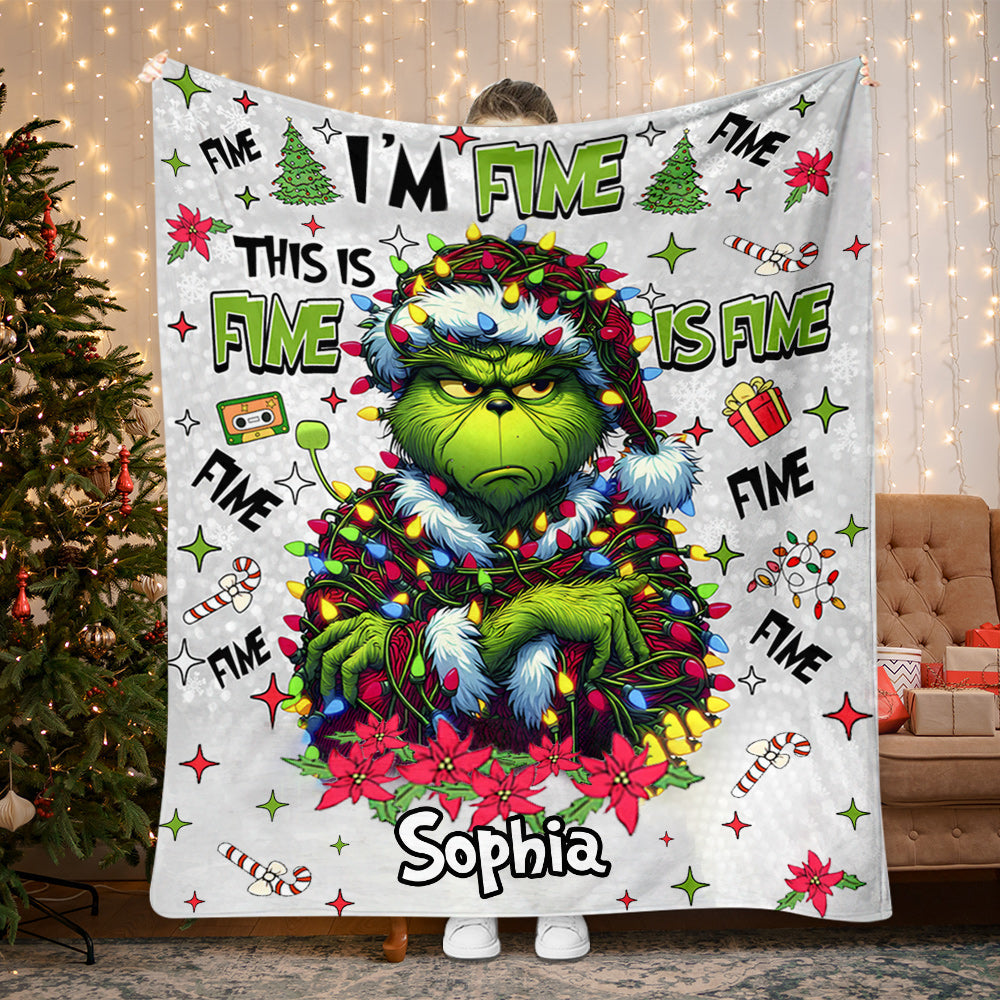 Personalized Grinch Christmas Blanket Custom Name Soft Gift Blanket GradoCreations