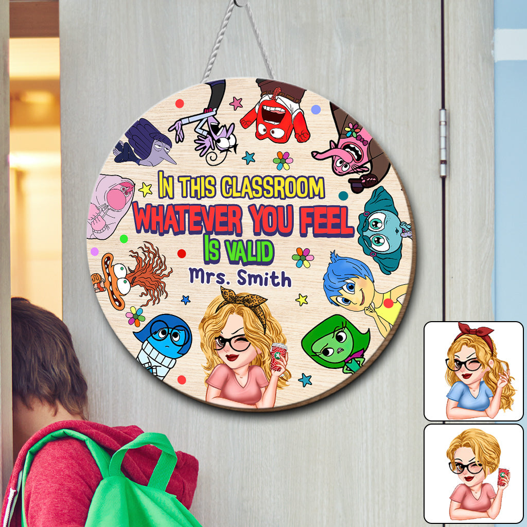 Personalized Classroom Round Wood Sign Custom Name Gift for Teacher Round Wood Sign GradoCreations