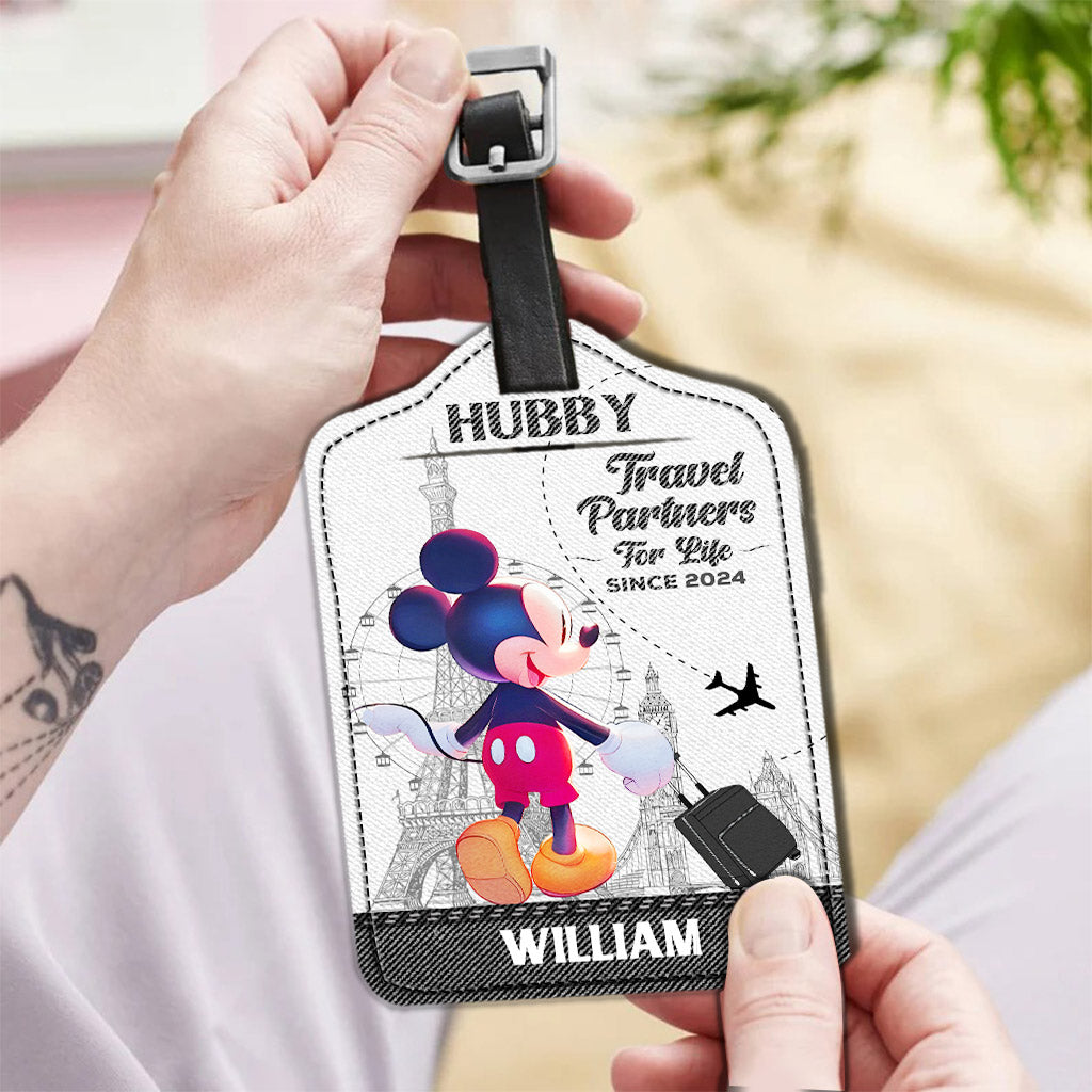 Personalized Leather Luggage Tag Travel Partners Gift for Couples Leather Luggage Tag GradoCreations
