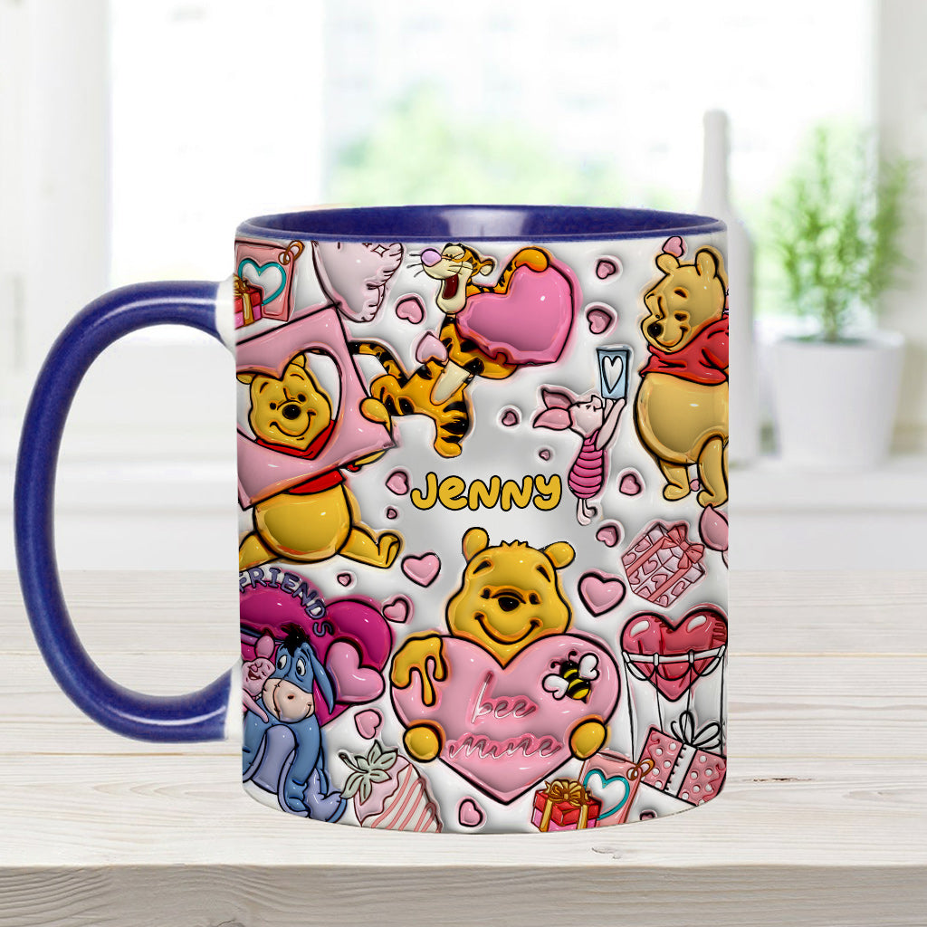 Personalized Accent Mug with Cute Pooh Bear Design for Valentine’s Day or Wedding Gift Accent Mug GradoCreations