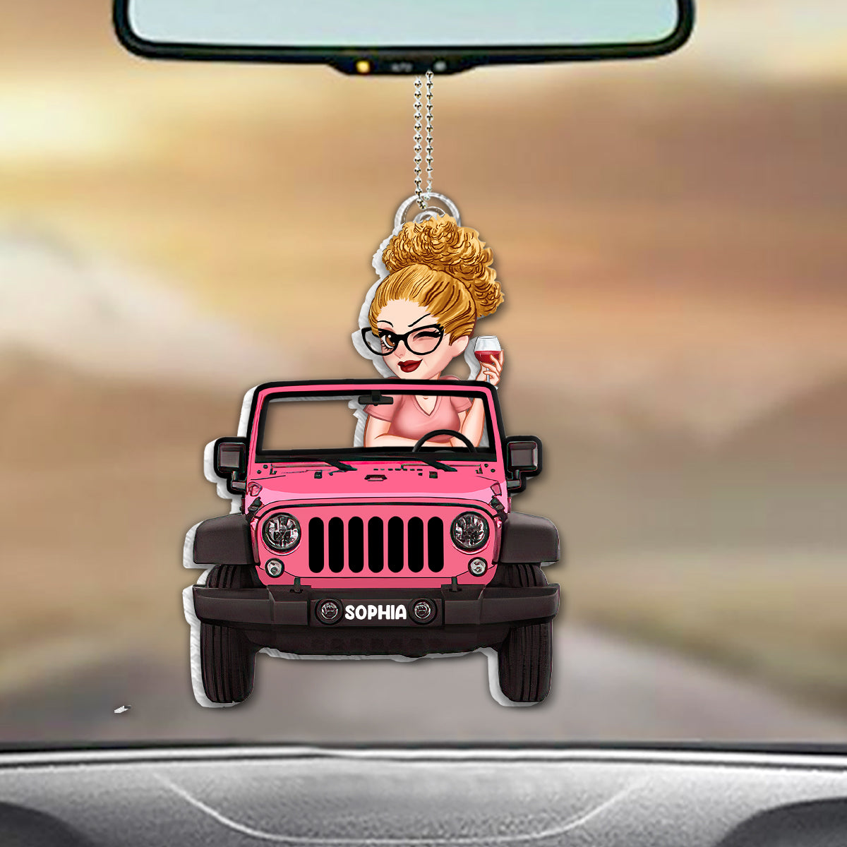 Personalized Acrylic Car Ornament Custom Name Gift for Her One-sided Custom Shaped Car Ornament GradoCreations