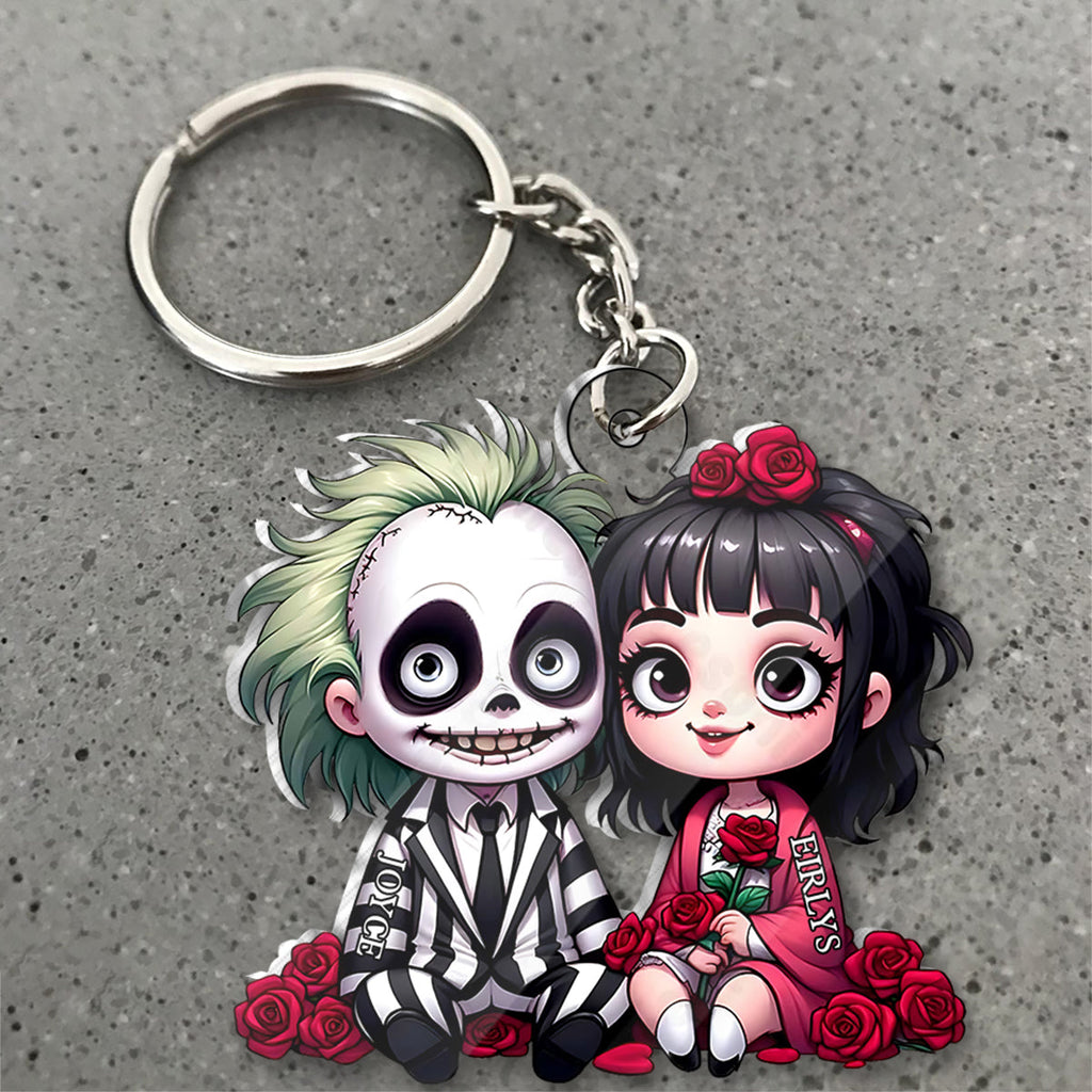 Personalized Horror Couple Keychain Custom Name Gift One-sided Custom Shaped Keychain GradoCreations