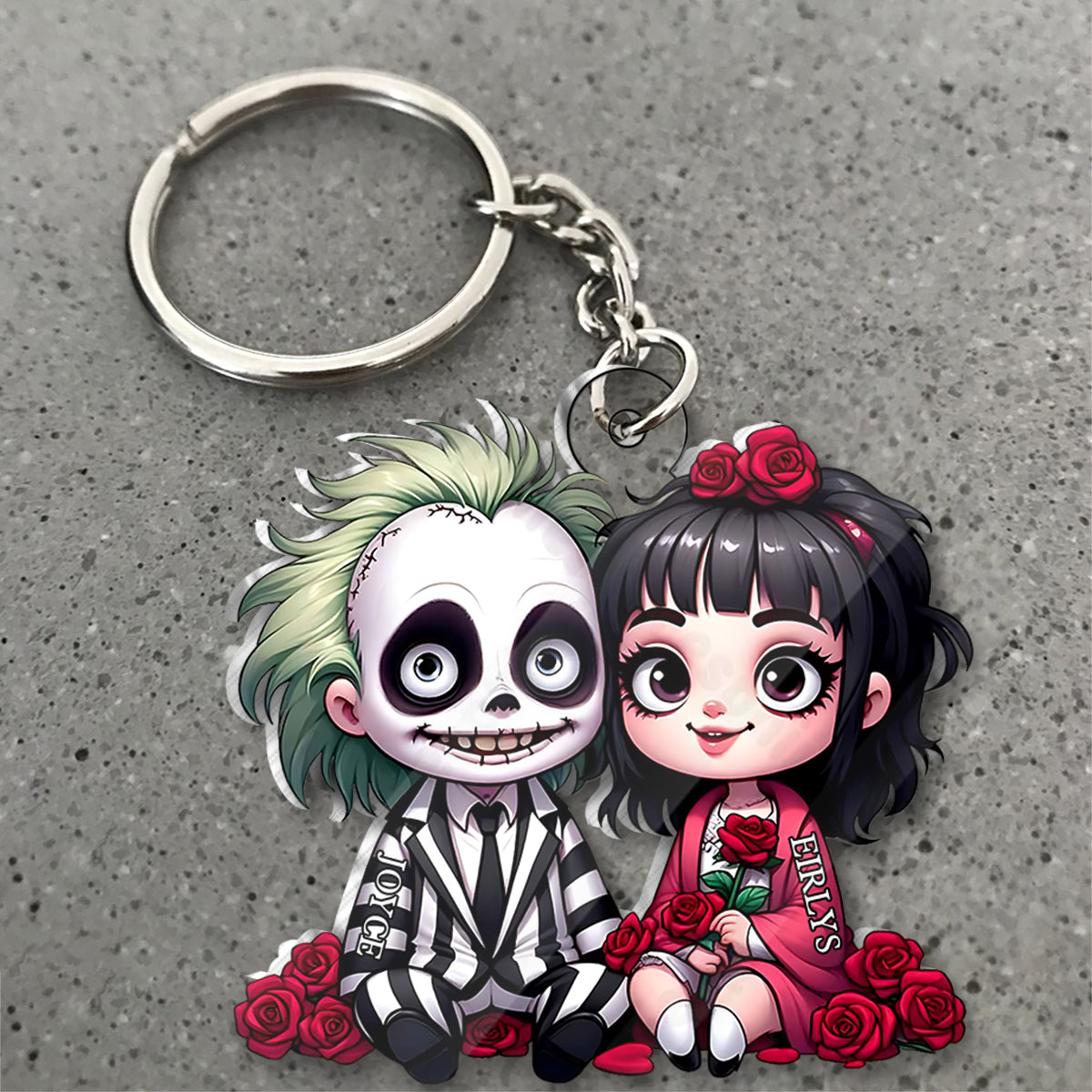 Personalized Horror Couple Keychain Custom Name Gift One-sided Custom Shaped Keychain GradoCreations