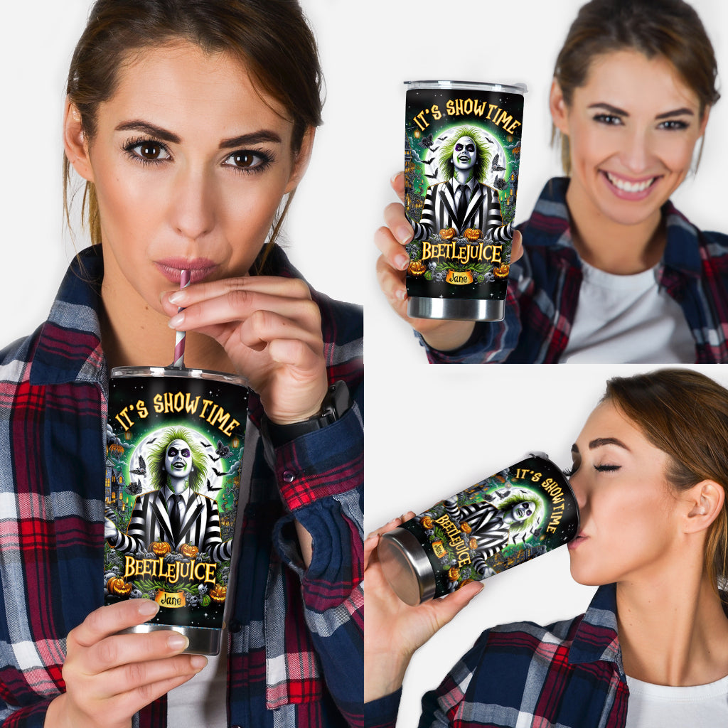 Personalized Halloween Tumbler Custom Name Gift for Beetlejuice Fan Tumbler GradoCreations