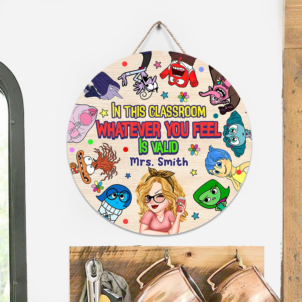 Personalized Classroom Round Wood Sign Custom Name Gift for Teacher Round Wood Sign GradoCreations