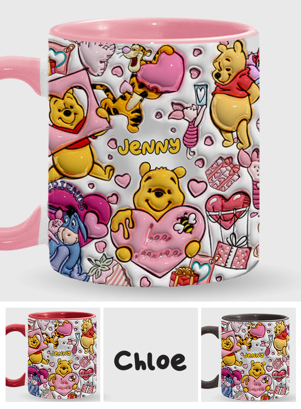 Personalized Accent Mug with Cute Pooh Bear Design for Valentine’s Day or Wedding Gift Accent Mug GradoCreations