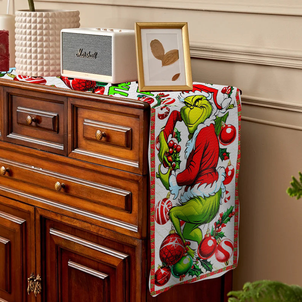 Personalized Grinchmas Family Table Runner Christmas Decor Table Runner GradoCreations