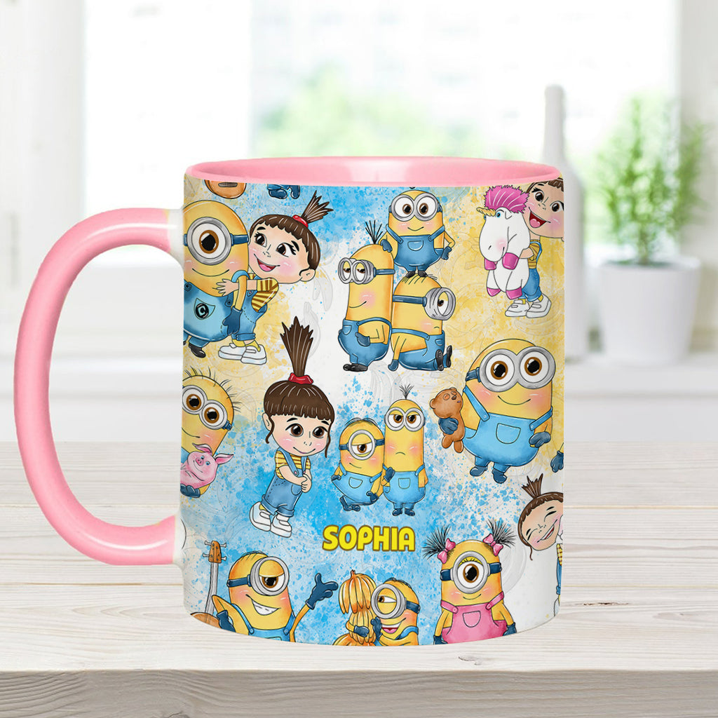 Personalized Yellow Monster Accent Mug for Kids - Custom Name Gift Accent Mug GradoCreations