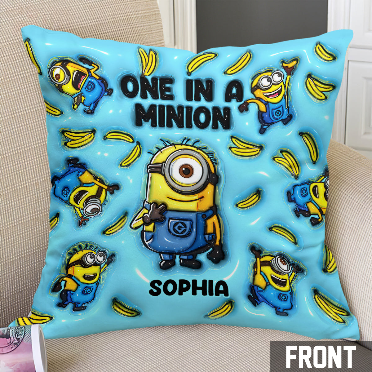 Personalized Minion Throw Pillow Custom Name Gift Throw Pillow GradoCreations