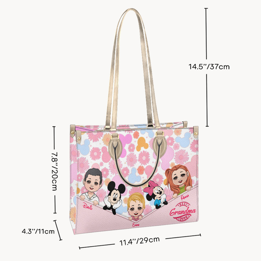 Personalized Leather Handbag Best Grandma Gift with Kids' Faces Leather Handbag GradoCreations