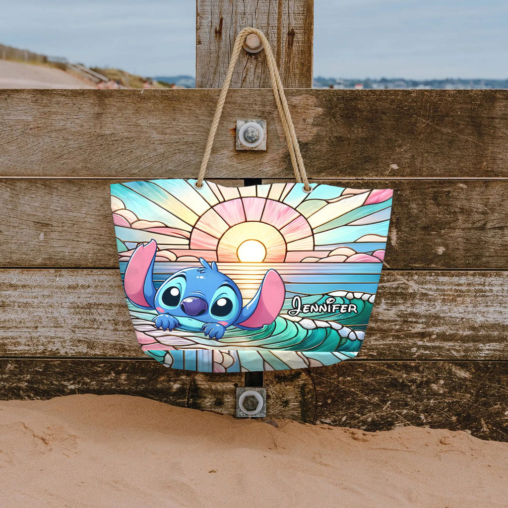 Personalized Canvas Beach Bag Custom Name with Rope Handles Beach Bag GradoCreations