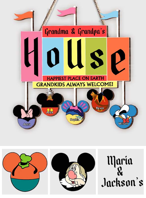 Personalized Happiest Place on Earth Wood Sign for Grandparents - Custom Name Decor Gift Wood Sign GradoCreations