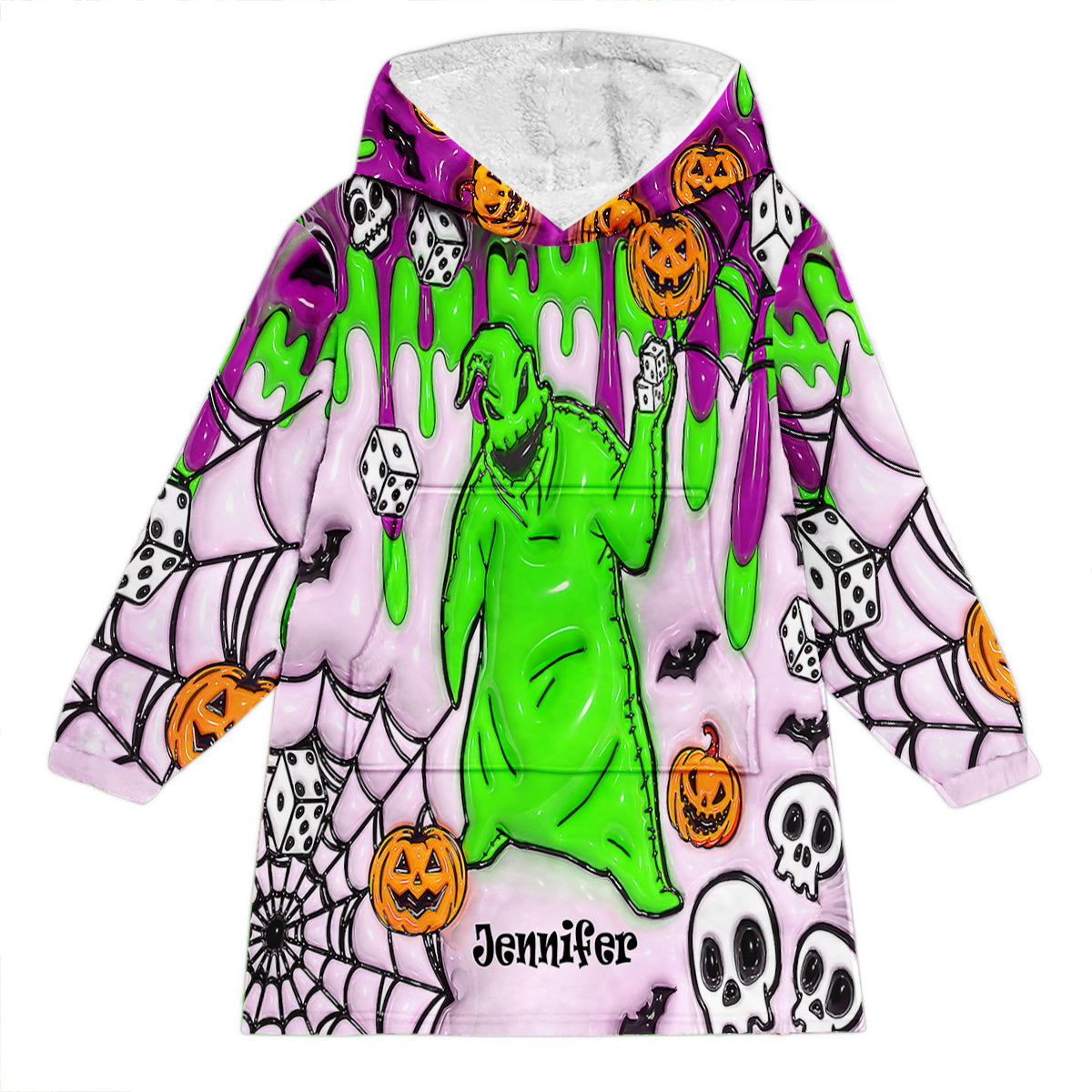 Personalized Oogie Boogie Blanket Hoodie for Halloween & Christmas Gift Blanket Hoodie GradoCreations