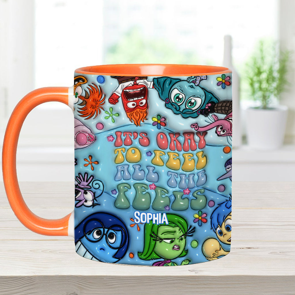 Personalized Ceramic Accent Mug 'It's Okay To Feel All The Feels' Gift for Kids Accent Mug GradoCreations