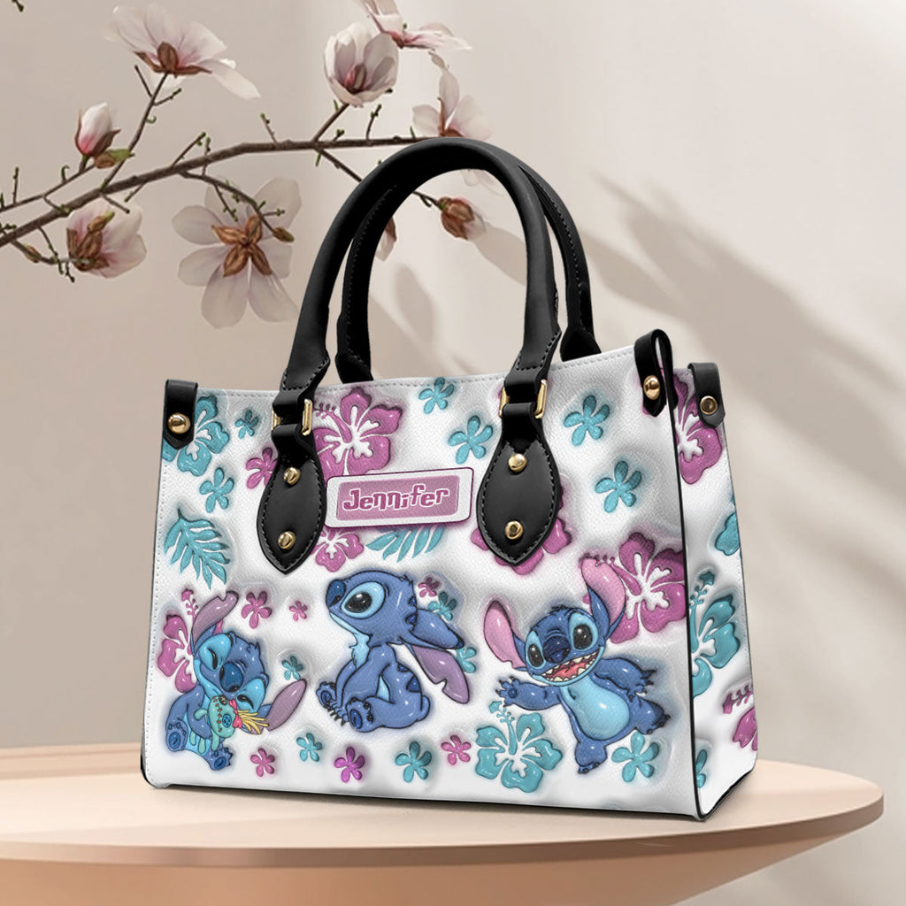 Personalized Leather Handbag with Floral Design Gift for Her Leather Handbag GradoCreations
