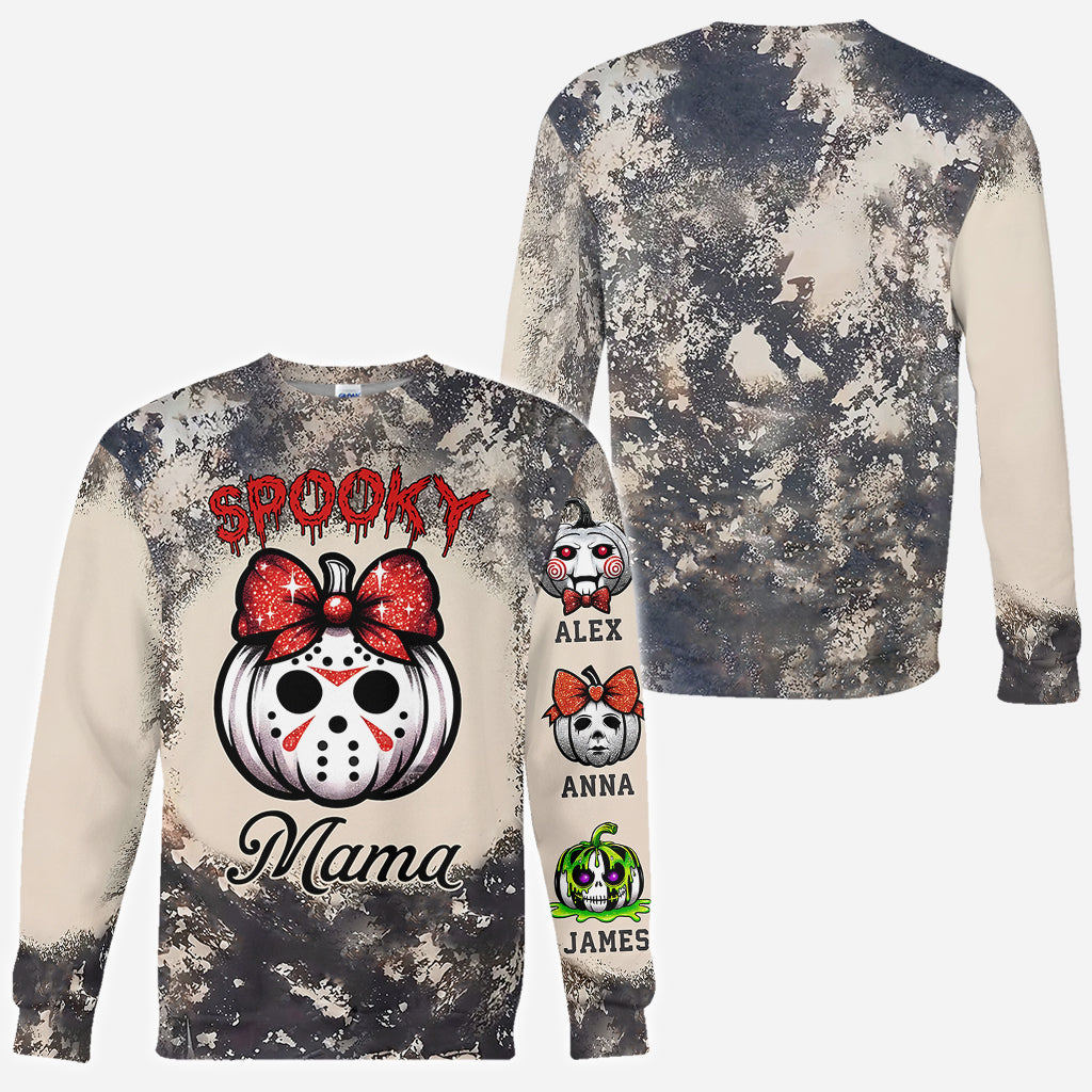 Personalized Spooky Mama All Over Shirt for Mom | Custom Name Gift All Over Shirt GradoCreations