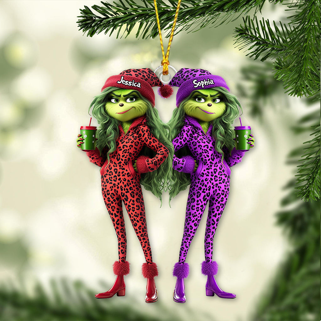 Personalized Grinch Squad Transparent Ornament Custom Gift for Christmas One-sided Ornament GradoCreations