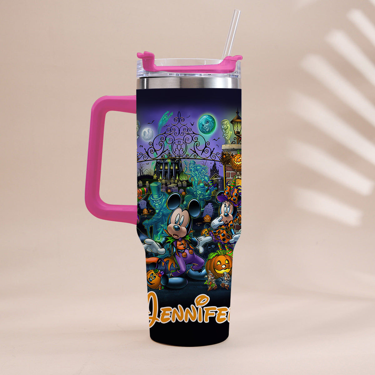 Personalized Halloween Tumbler with Handle for Drinks Tumbler With Handle GradoCreations