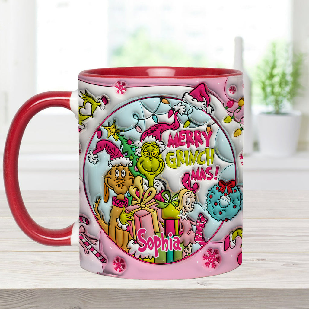 Personalized Merry Grinchmas Accent Mug Custom Name Holiday Gift Accent Mug GradoCreations