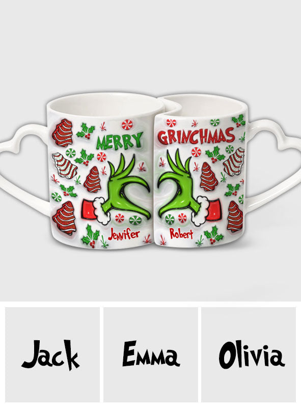 Personalized Couple Matching Heart Handle Mugs Christmas Gift Matching Heart Handle Mug GradoCreations
