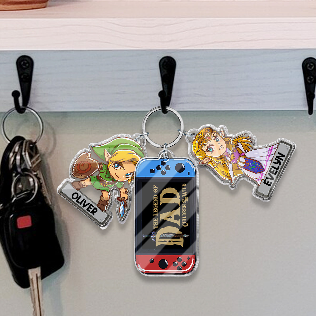 Personalized Keychain with Charms Featuring The Legend of Dad Gift for Father's Day Keychain with Charms GradoCreations