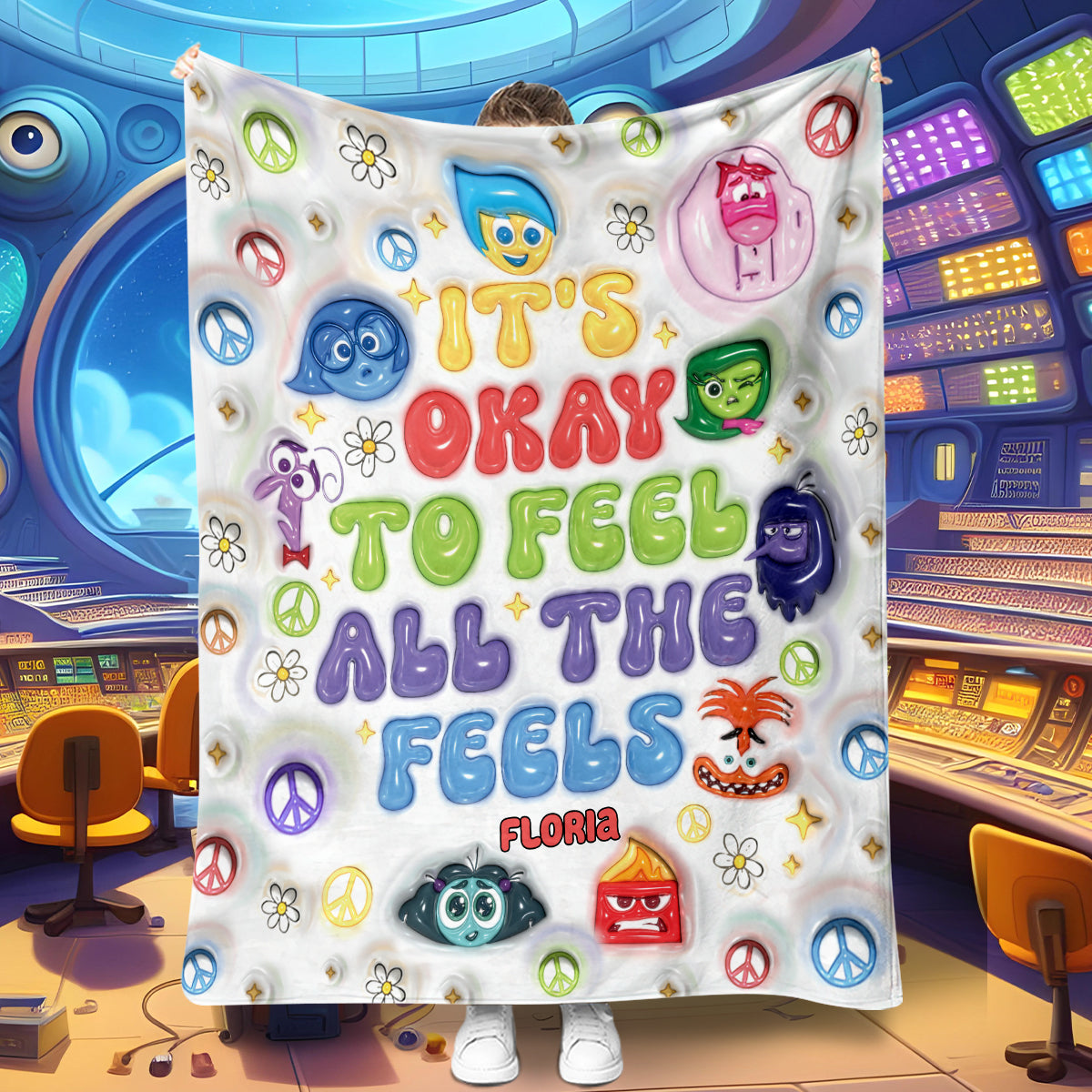 Personalized Flannel Blanket 'It's Okay To Feel All The Feels' Gift for Birthday Graduation Blanket GradoCreations