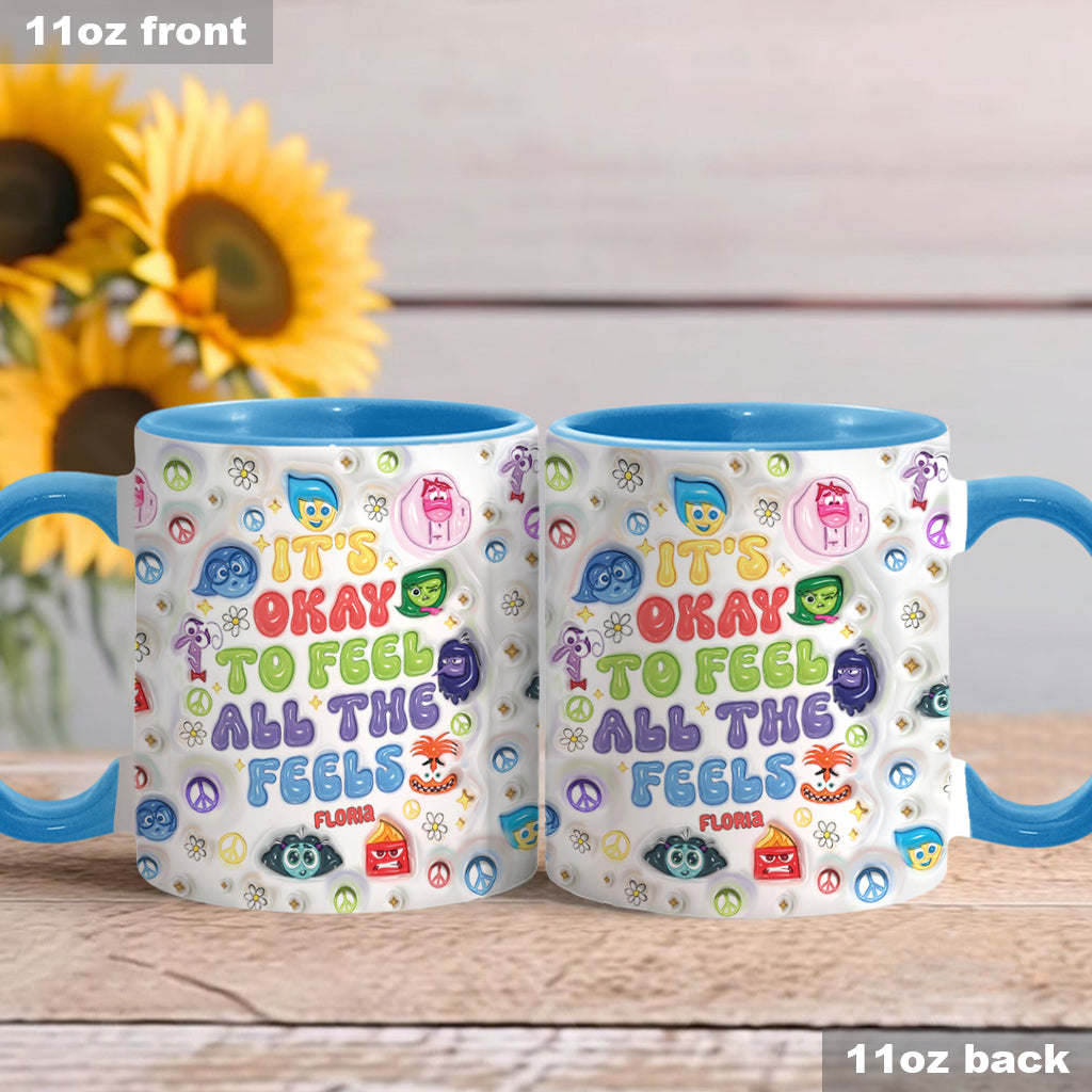 Personalized Accent Mug It's Okay To Feel All The Feels Gift for Friends Accent Mug GradoCreations