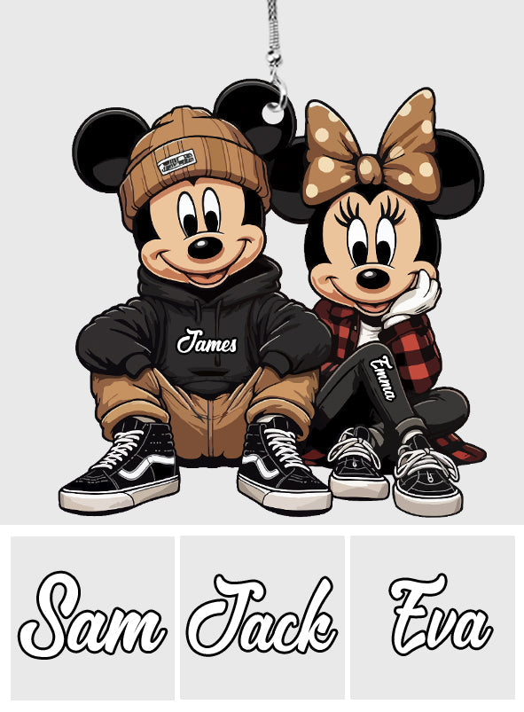 Personalized Chicano Mouse Couple Car Ornament Gift for Christmas Car Ornament GradoCreations