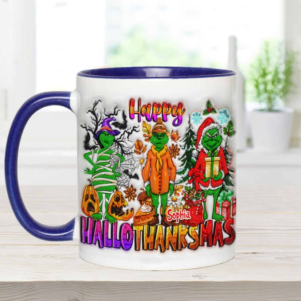Personalized Grinch Accent Mug Custom Name Holiday Gift Accent Mug GradoCreations