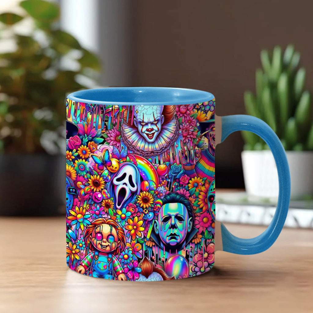 Personalized Colorful Horror Accent Mug with Custom Name - Perfect for Halloween Accent Mug GradoCreations
