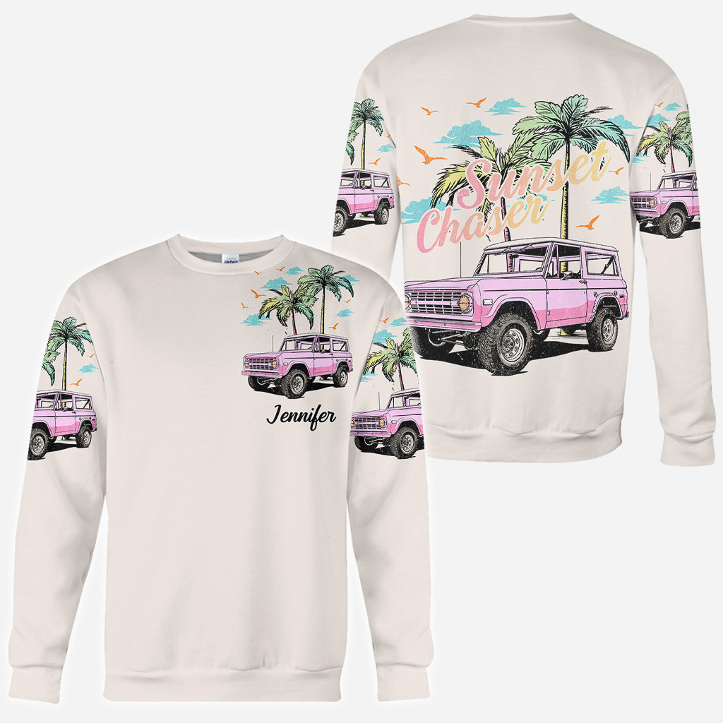 Personalized Sunset Chaser All Over Shirt with Custom Name for Beach Lovers All Over Shirt GradoCreations