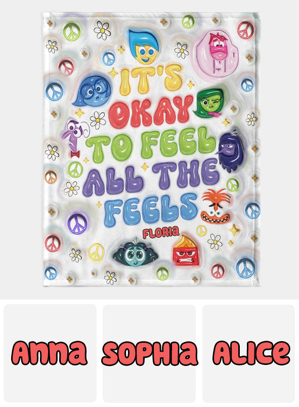 Personalized Flannel Blanket 'It's Okay To Feel All The Feels' Gift for Birthday Graduation Blanket GradoCreations