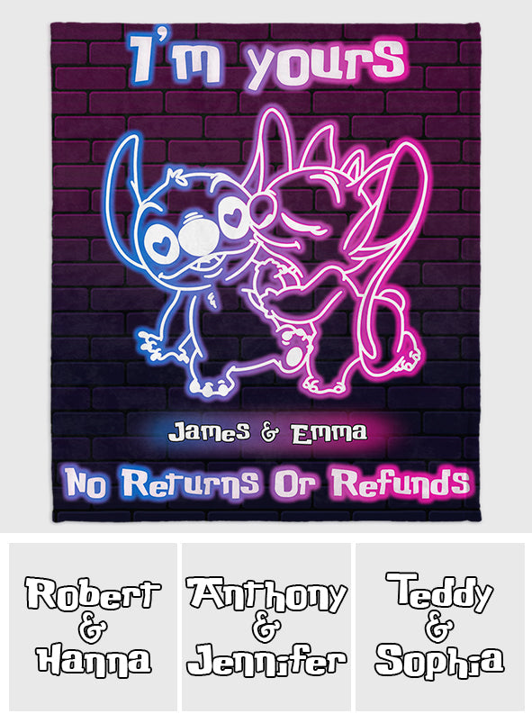 Personalized Neon Effect Ohana Blanket Custom Names Gift for Couples Blanket GradoCreations