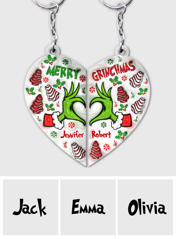 Personalized Christmas Couple Matching Keychain Custom Name Gift Matching Keychain GradoCreations