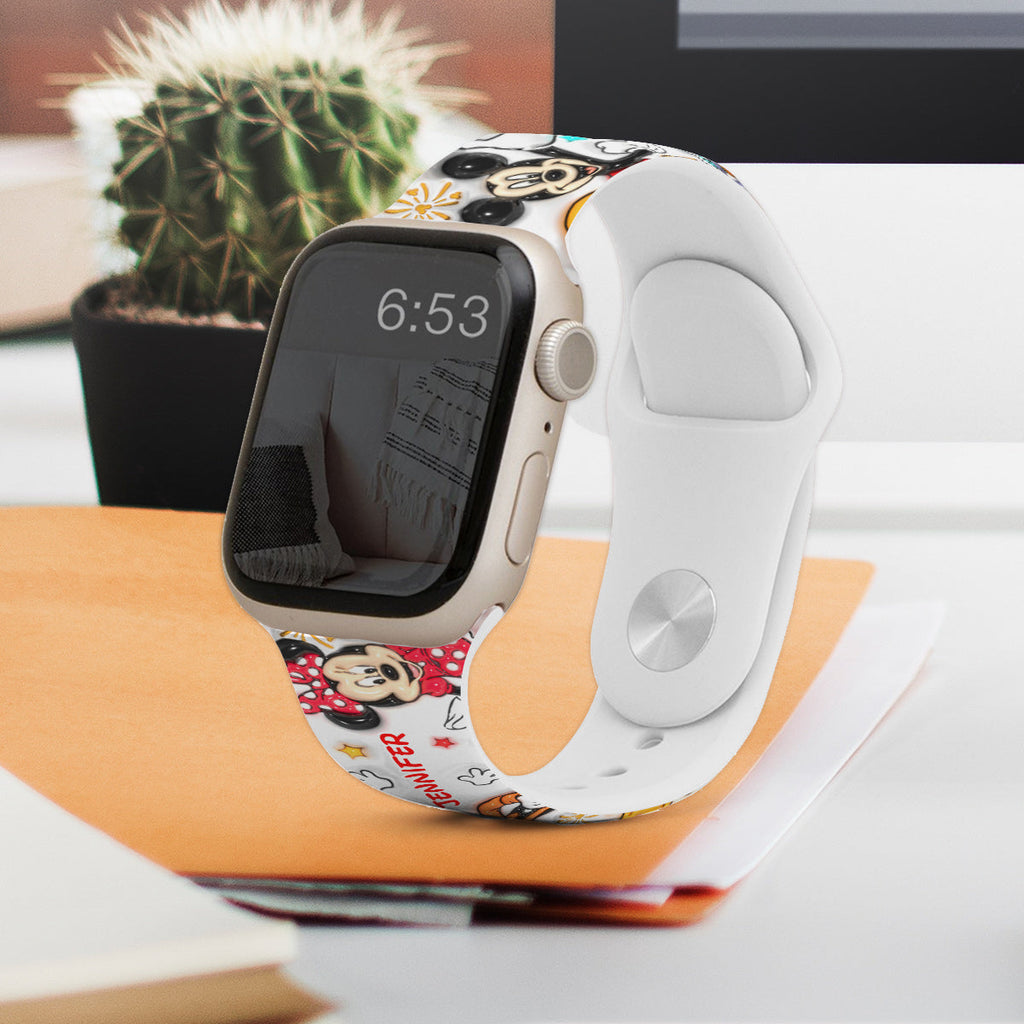 Personalized Puffy Mouse Ears Apple Watch Band Custom Name Gift Apple Watch Band GradoCreations