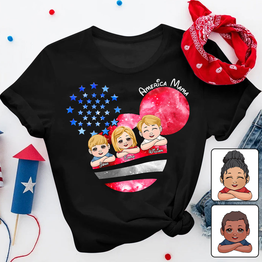 Personalized America Mama T-Shirt & Hoodie Custom Family Gift T-shirt & Hoodie GradoCreations