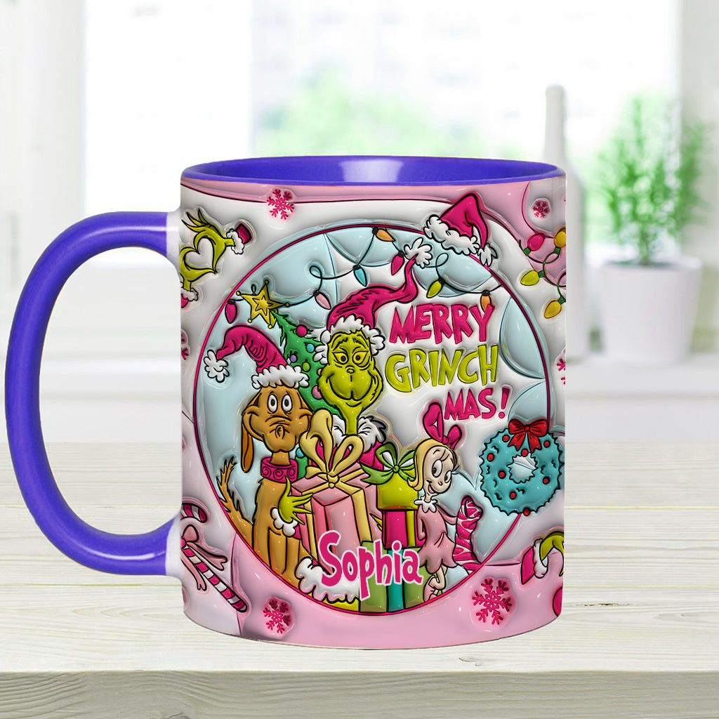 Personalized Merry Grinchmas Accent Mug Custom Name Holiday Gift Accent Mug GradoCreations