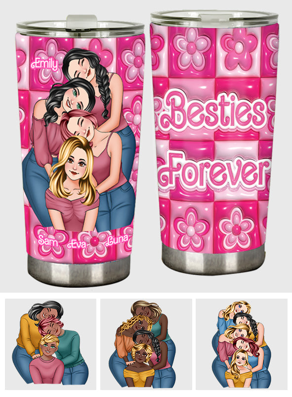 Personalized Best Friends Tumbler Pink Floral Design Gift Tumbler GradoCreations