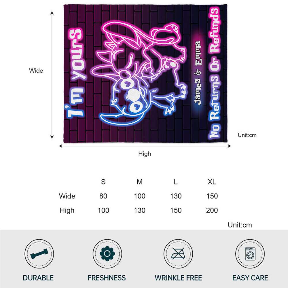 Personalized Neon Effect Ohana Blanket Custom Names Gift for Couples Blanket GradoCreations