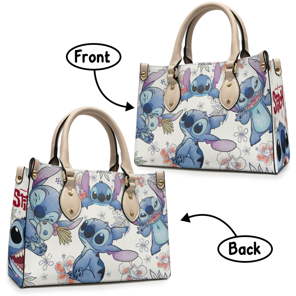 Personalized Leather Handbag Ohana Stitch Design Gift for Women Leather Handbag GradoCreations