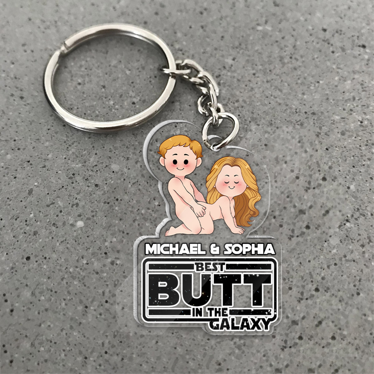 Personalized Transparent Acrylic Keychain Custom Name Gift for Couples One-sided Keychain GradoCreations