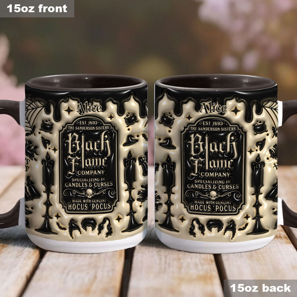 Personalized Black Flame Company Accent Mug Custom Name Halloween Gift Accent Mug GradoCreations