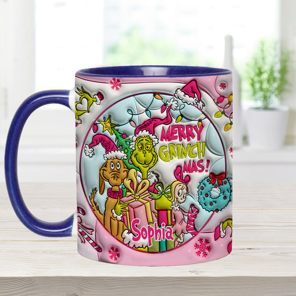Personalized Merry Grinchmas Accent Mug Custom Name Holiday Gift Accent Mug GradoCreations