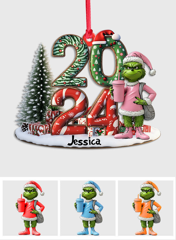 Personalized Grinch Christmas Ornament Custom Shaped Gift 2024 One-sided Custom Shaped Ornament GradoCreations
