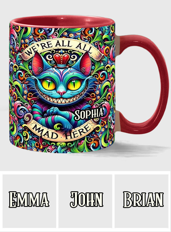 Personalized Ceramic Accent Mug with Colorful Cat Design for Birthdays or Christmas Accent Mug GradoCreations