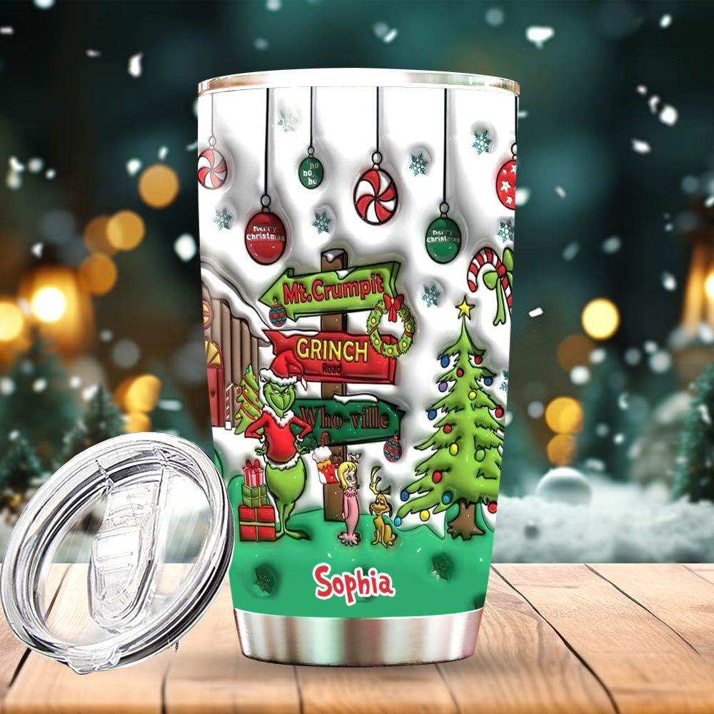 Personalized Grinch Christmas Tumbler Custom Name Gift Tumbler GradoCreations