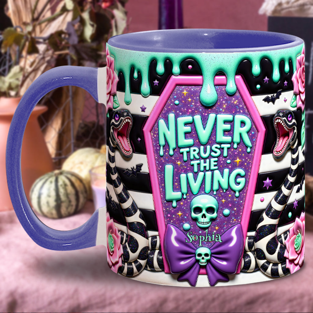 Personalized Accent Mug Never Trust The Living Gift for Couple Accent Mug GradoCreations