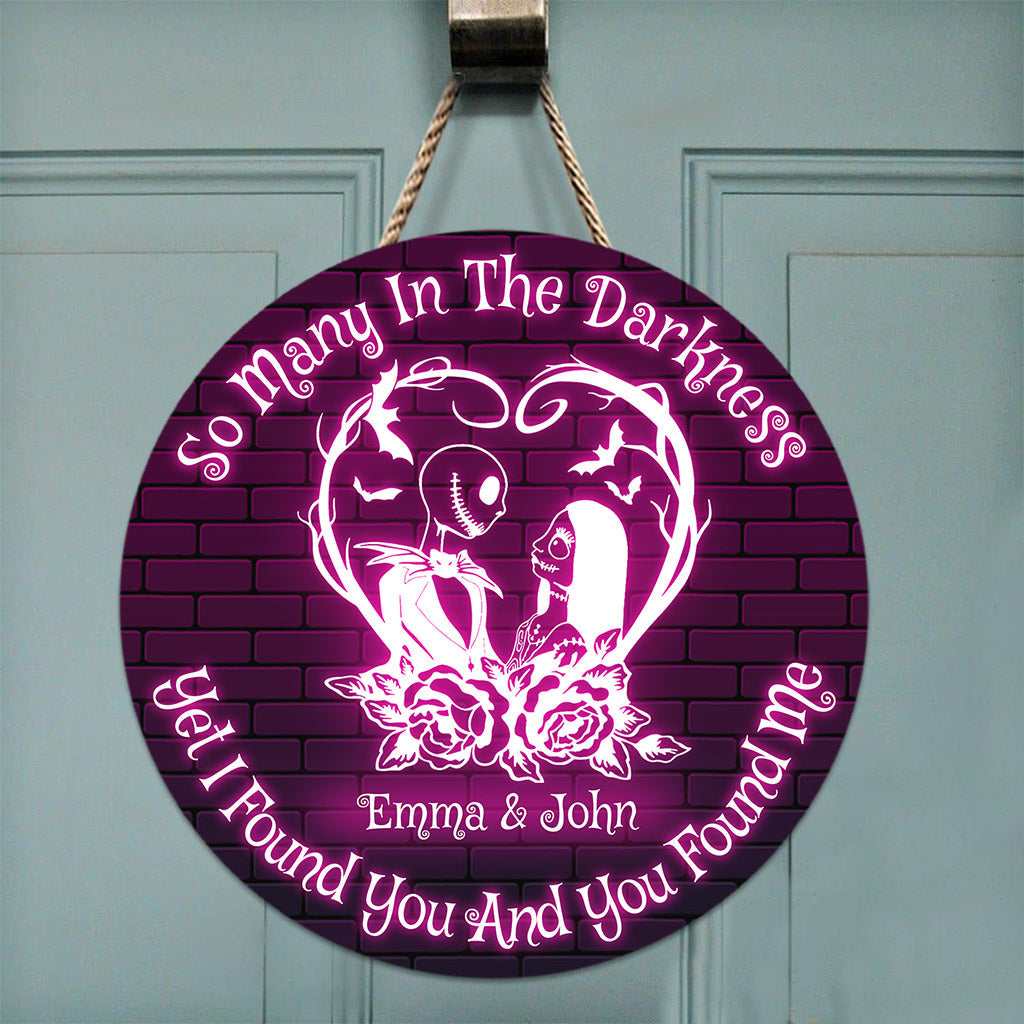 Personalized Halloween Round Wood Sign Custom Name Gift for Couple Round Wood Sign GradoCreations